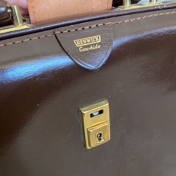 Vintage Renwick Cowhide Unique Mini Briefcase Bg - Picture 8 of 10